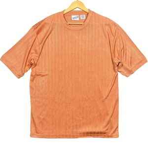 IRVINE PARK Mens XL Orange Striped Textured Short Sleeve T Shirt